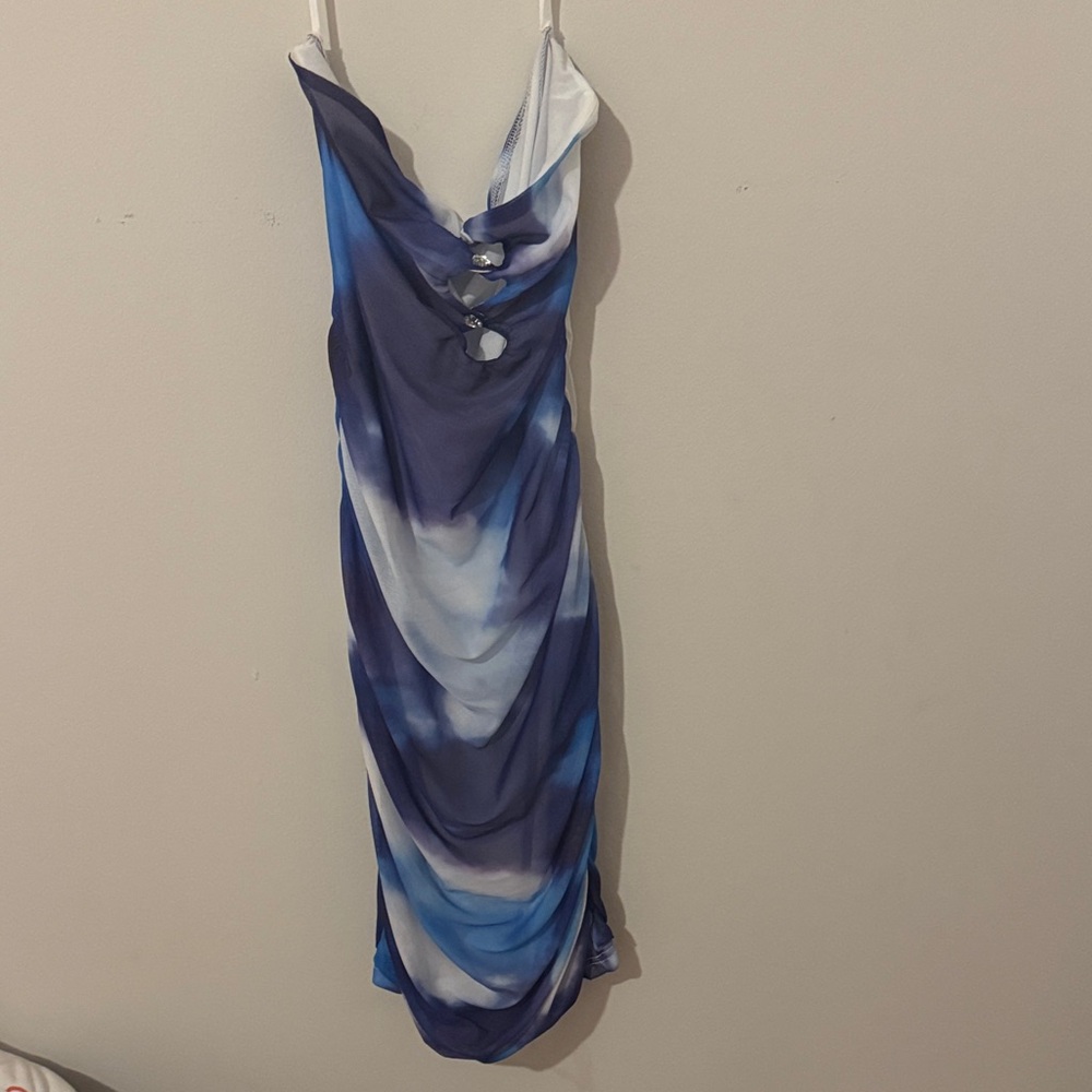Elegant Blue and White Women's Dress